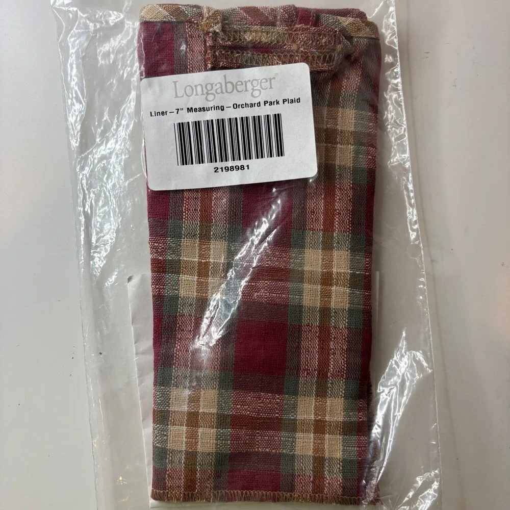 Longaberger Basket Liner 7 Inch Measuring Orchard Park Plaid Red Tan 2198981